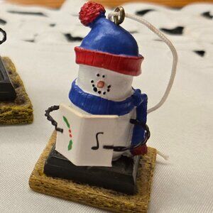 Sweet Boy Smores Snowman Christmas Caroler collectible Ornament H.T.F.